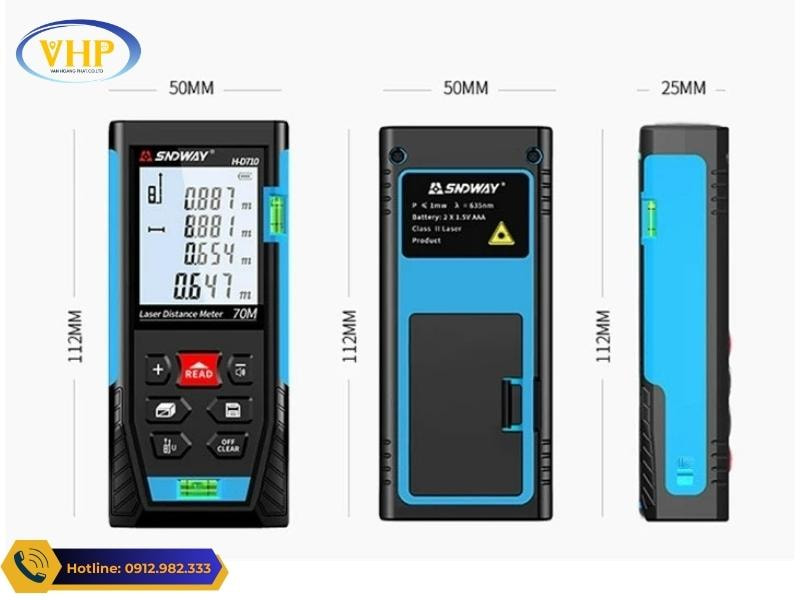 Kích thước của máy đo khoảng cách Laser SNDWAY M70
