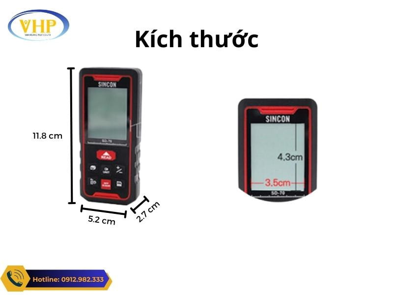 Kích thước Máy đo khoảng cách Laser Sincon SD-70