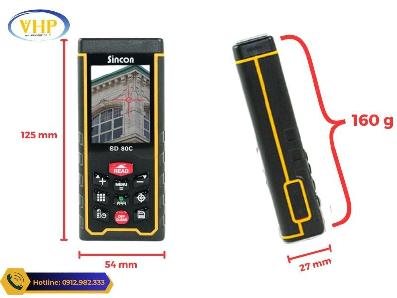 Kích thước Máy đo khoảng cách Laser Sincon SD-80C