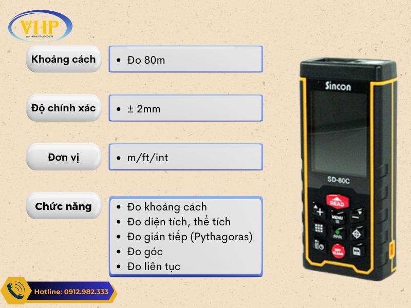 Công năng của máy đo khoảng cách Laser Sincon SD-80C