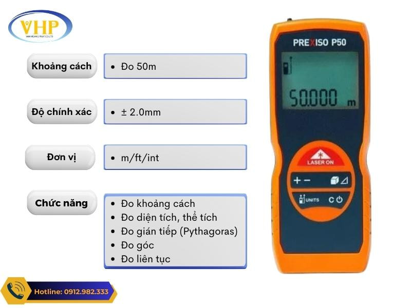Tính năng nổi bật của máy đo laser Prexiso P50