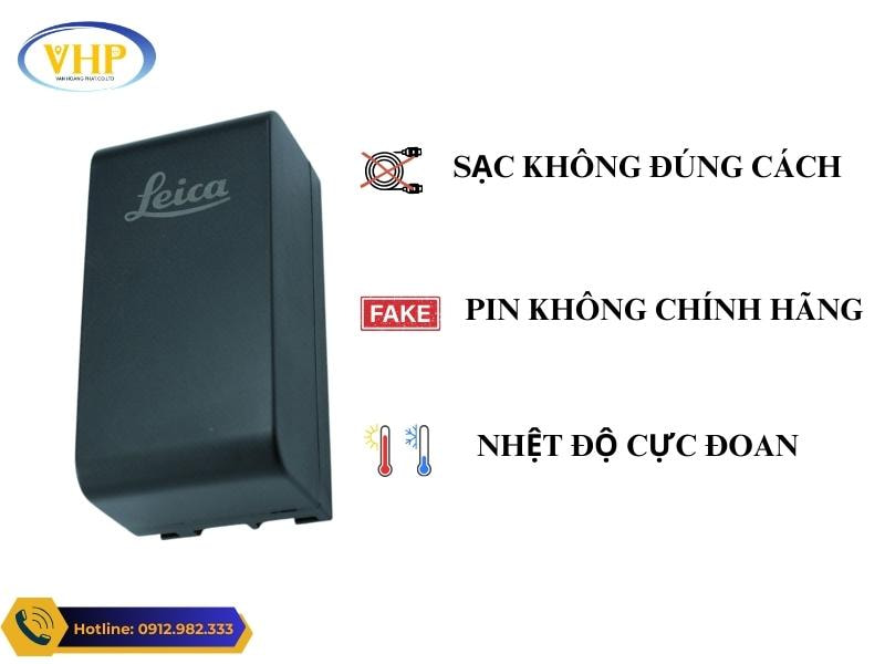 Nguyên nhân hỏng Pin Leica TC GEB121