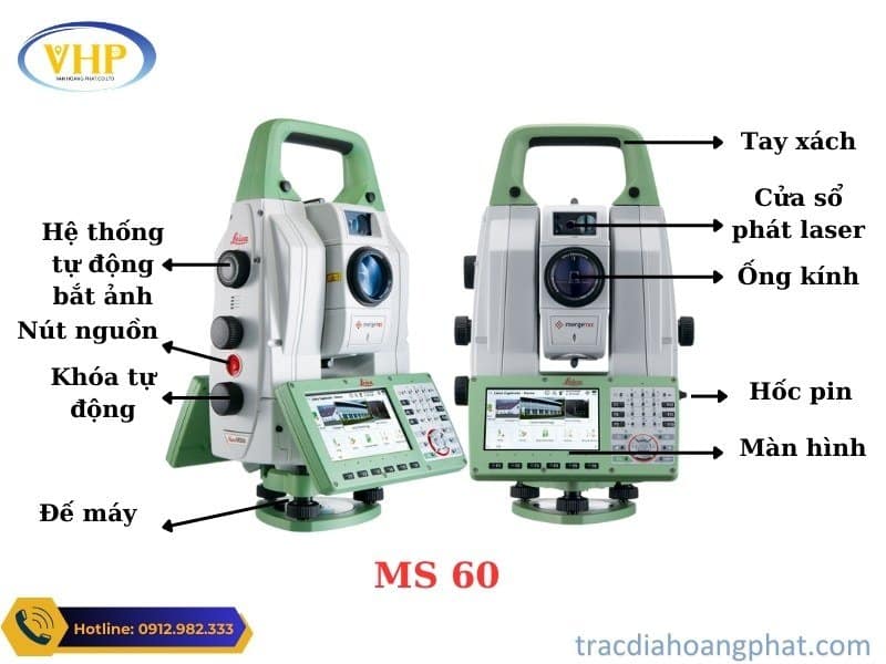 Các chi tiết cơ bản của máy toàn đạc Leica MS60