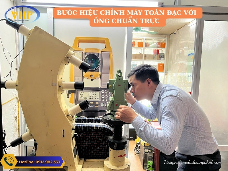 Hiệu chỉnh máy toàn đạc điện tử với hệ thống chuẩn trực tại Trắc Địa Hoàng Phát
