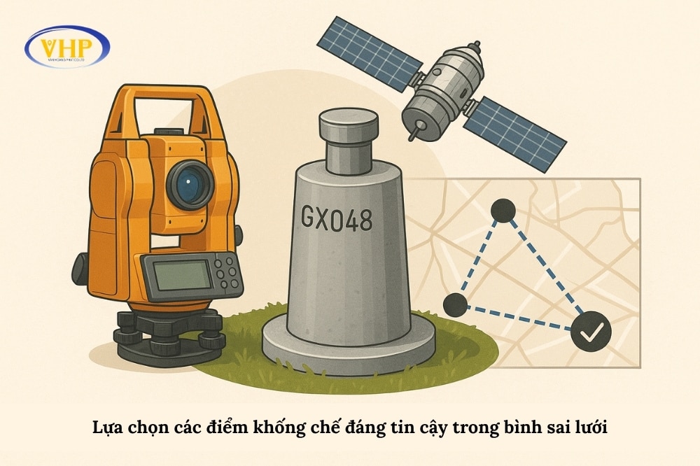 Lựa chọn các điểm khống chế đáng tin cậy trong bình sai lưới