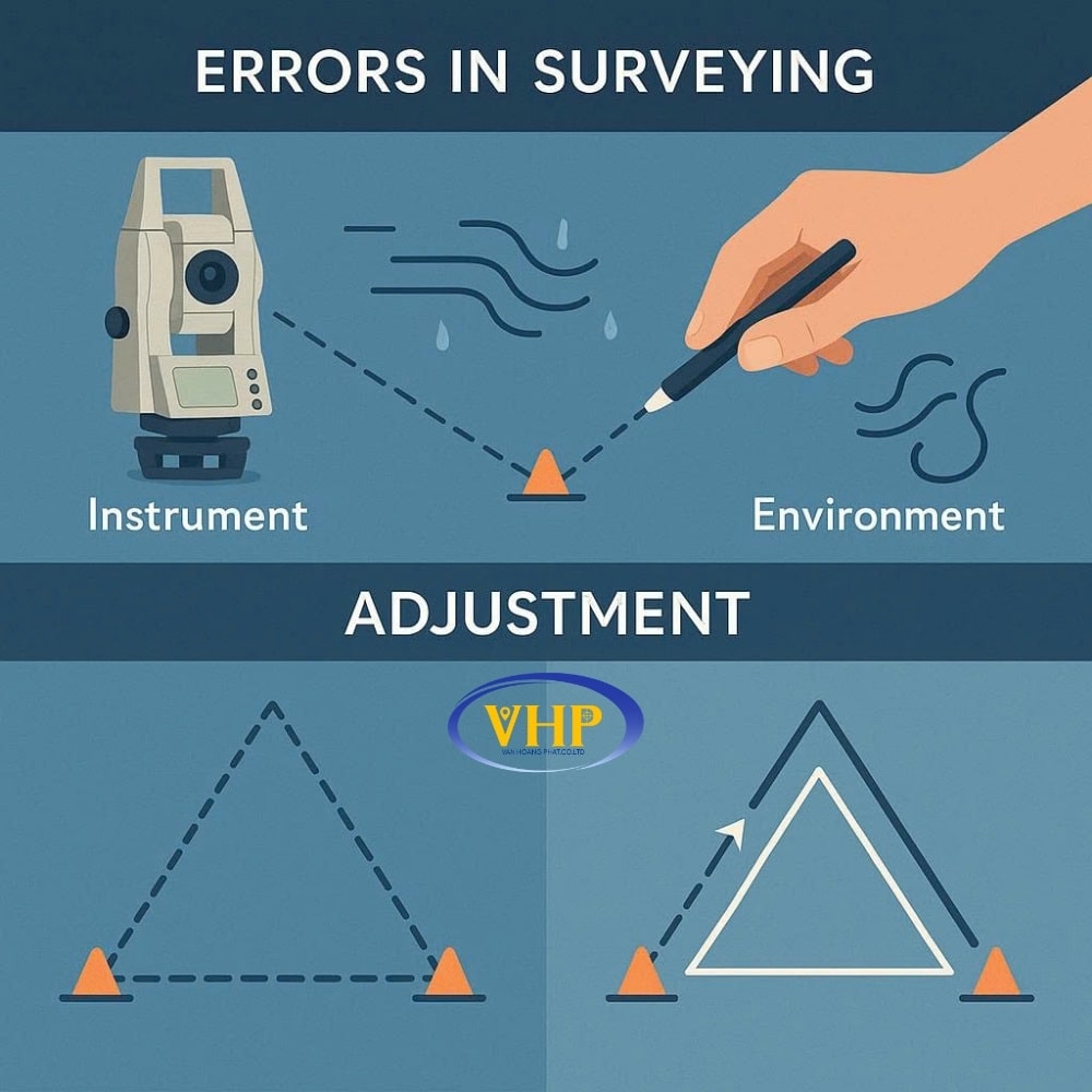 Lý do cần áp dụng bình sai trong đo đạc khi có sai số tích lũy từ thiết bị, con người và môi trường