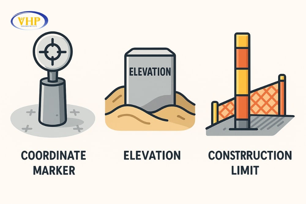 Các loại tim mốc phổ biến khi bàn giao công trình